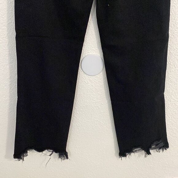 NWOT- Free People- Black Maggie Mid RiseDistressed Jeans- Size 26/ US 2 - Picture 9 of 14